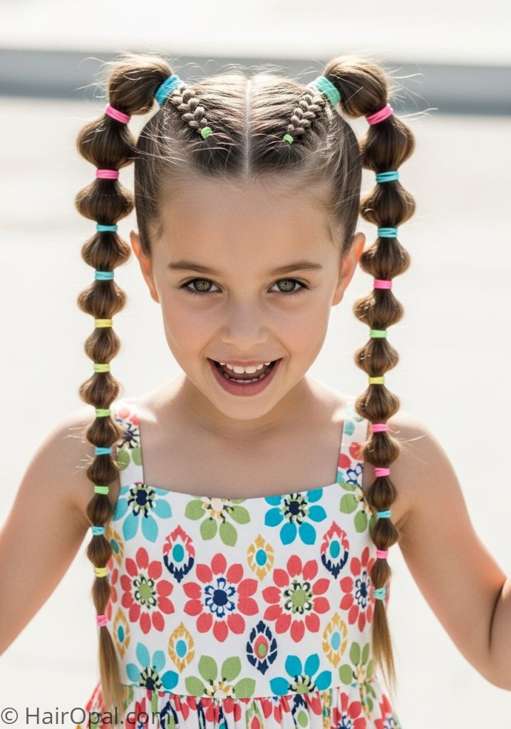 Young girl with bubble braids baby kaylee hairstyle kids braids tutorial trend