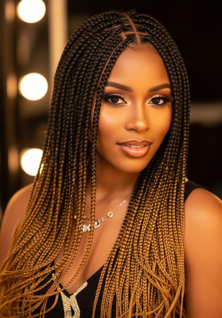 Black woman with ombre color braids braided hairstyles for black women color long weave