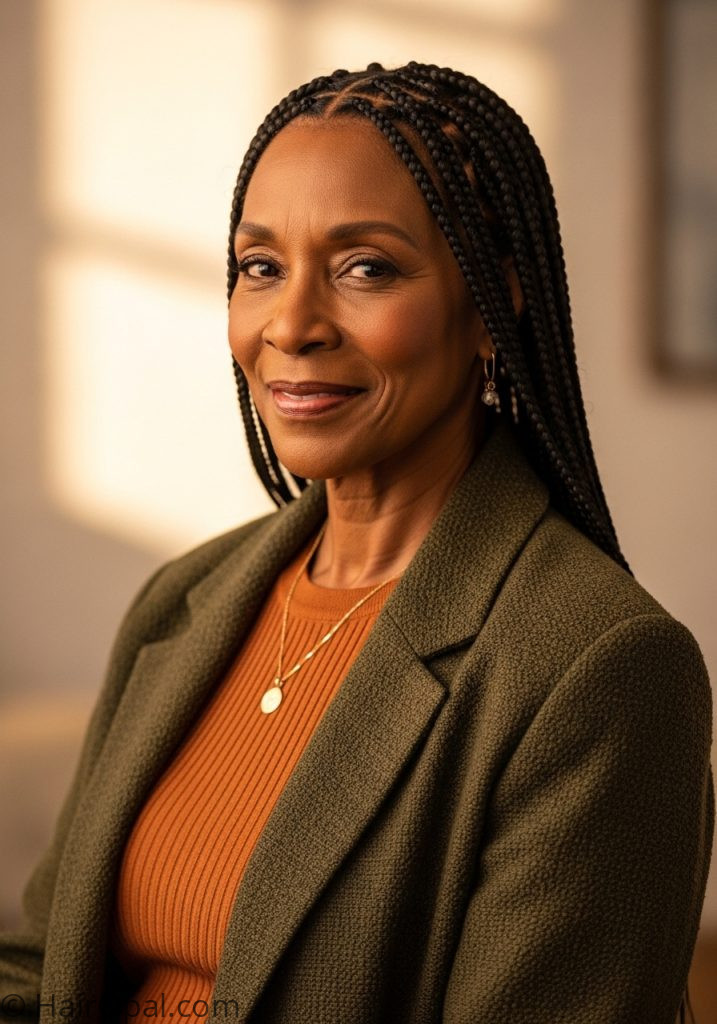 Black woman over 60 with neat cornrow braids older black women hairstyles over 50 black braids cornrows