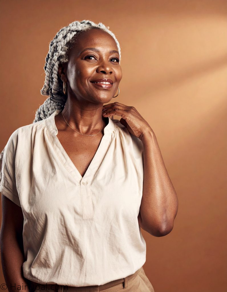 Black woman over 50 with crochet braids natural texture crochet braids for older black women over 50