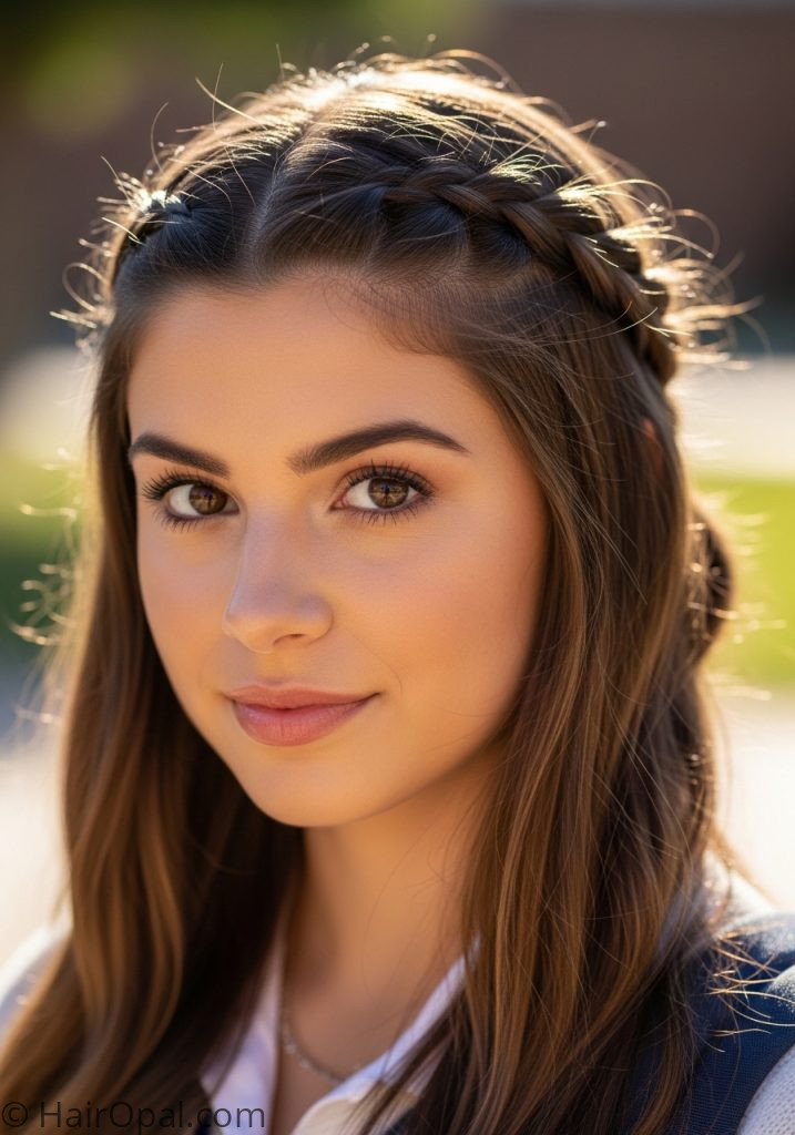 Young woman with Dutch braid cute hairstyles simple braids for school long medium