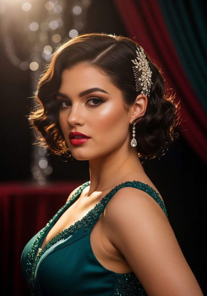 Young woman with short glamour curls cute prom hairstyles short hair easy black women