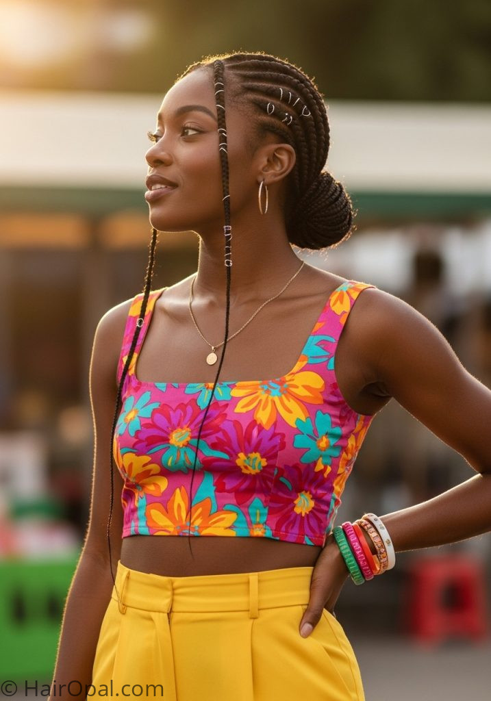 Young woman with cornrow braids cute summer hairstyles braids easy low maintenance