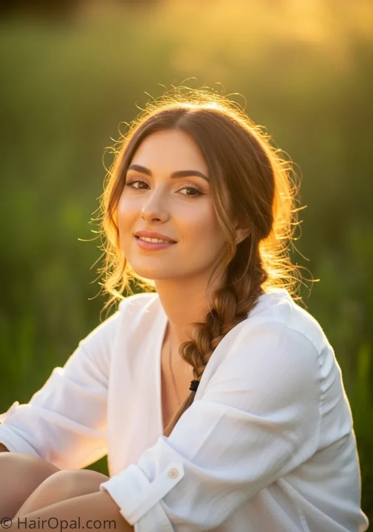 cute summer hairstyles woman with loose side braid outdoors summer sunshine