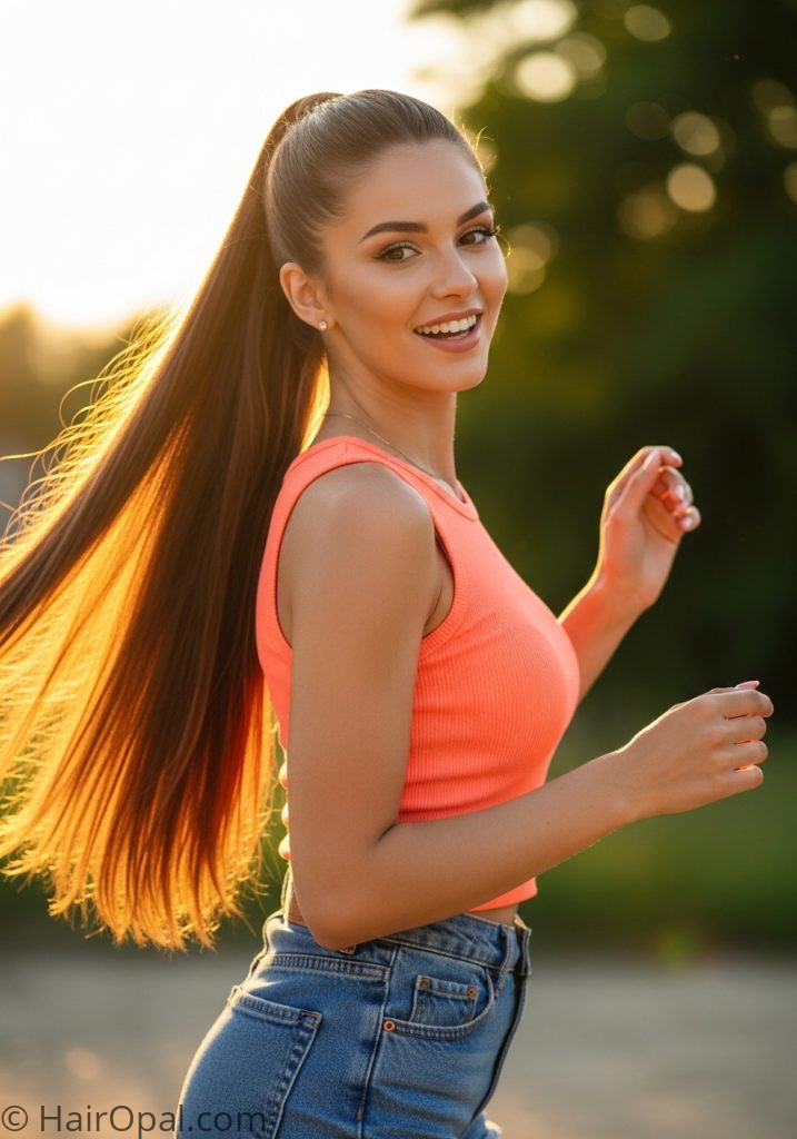  Young woman with high ponytail cute summer hairstyles for teens long hair easy