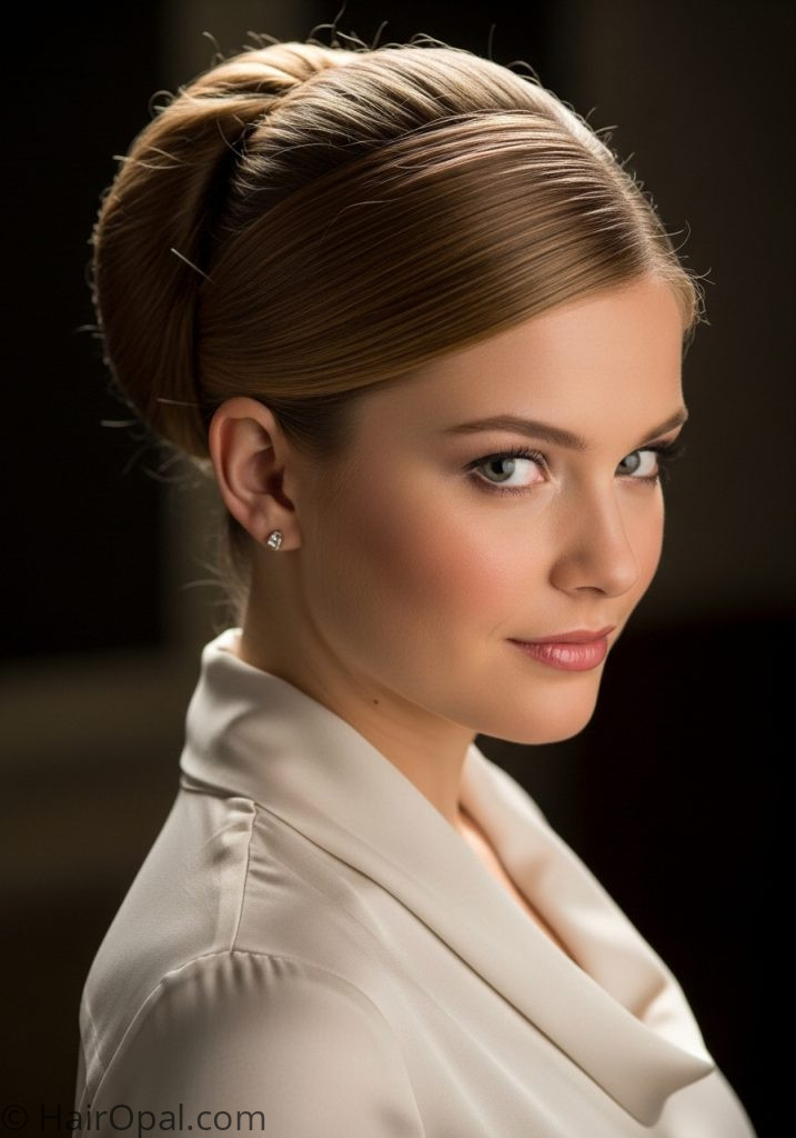 Woman with French twist cute updo hairstyles for work long hair elegant