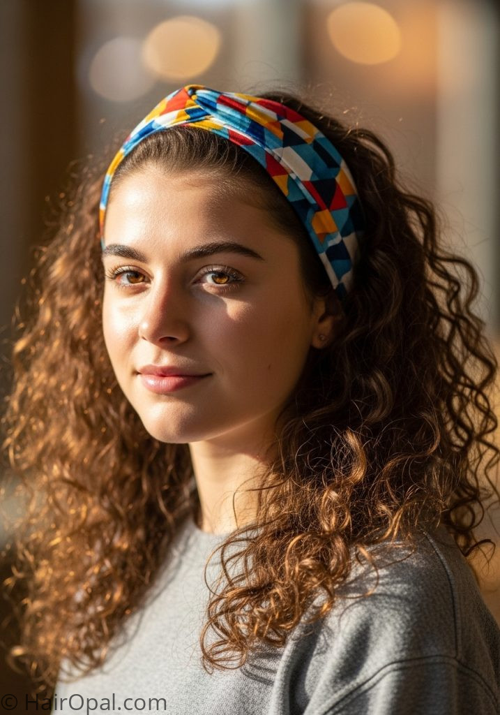Young woman with curly hair headband easy hairstyles for school curly hair down simple