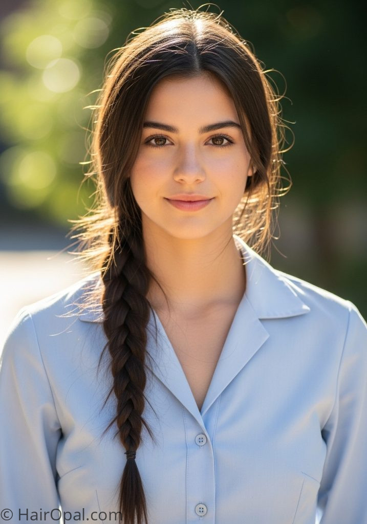 Young woman with French braid easy hairstyles for school braids long hair