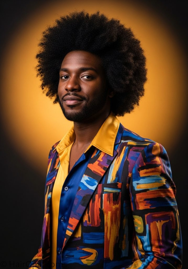 Man with natural afro hair styles for men curly hair