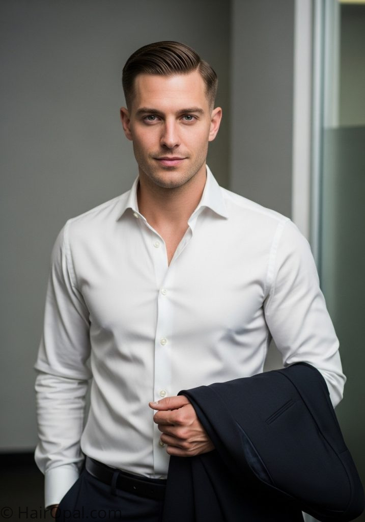 Man with Ivy League cut hair styles for men short medium professional straight hair