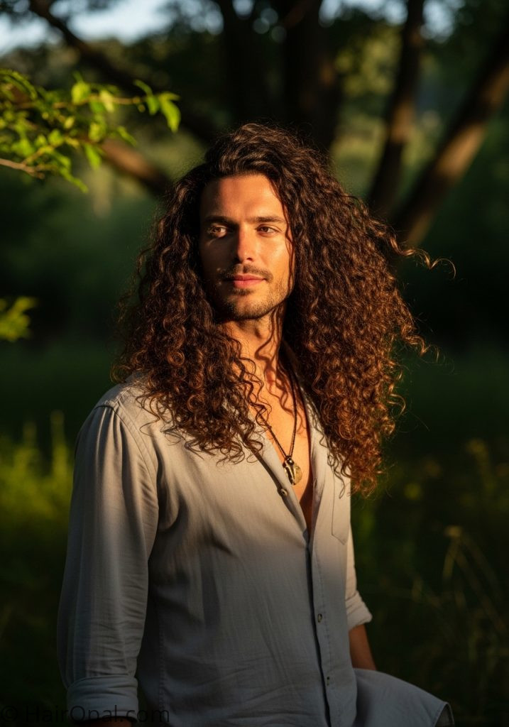 Man with long curly hair hair styles for men curly hair long hair