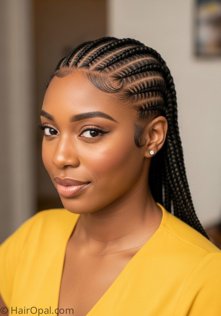 Cornrow braids hairstyle for medium length hair