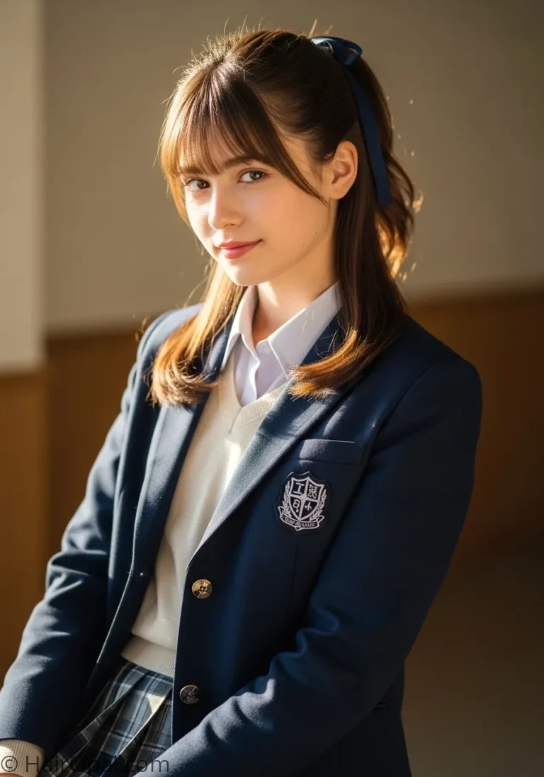 hairstyles for school teenage girl with half up ponytail ribbon