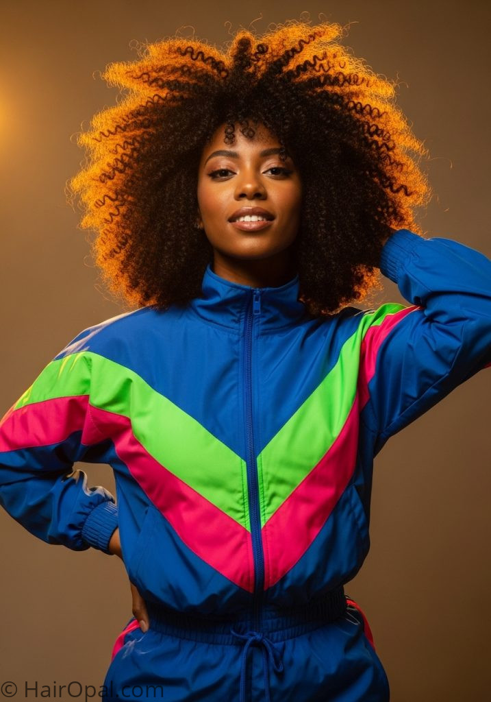 Y2K natural curly hair full volume afro textured hairstyle