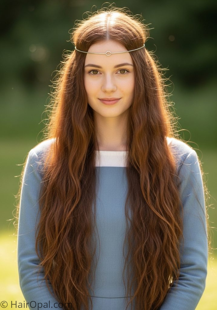 Woman with loose flowing hair historical hairstyles medieval women easy