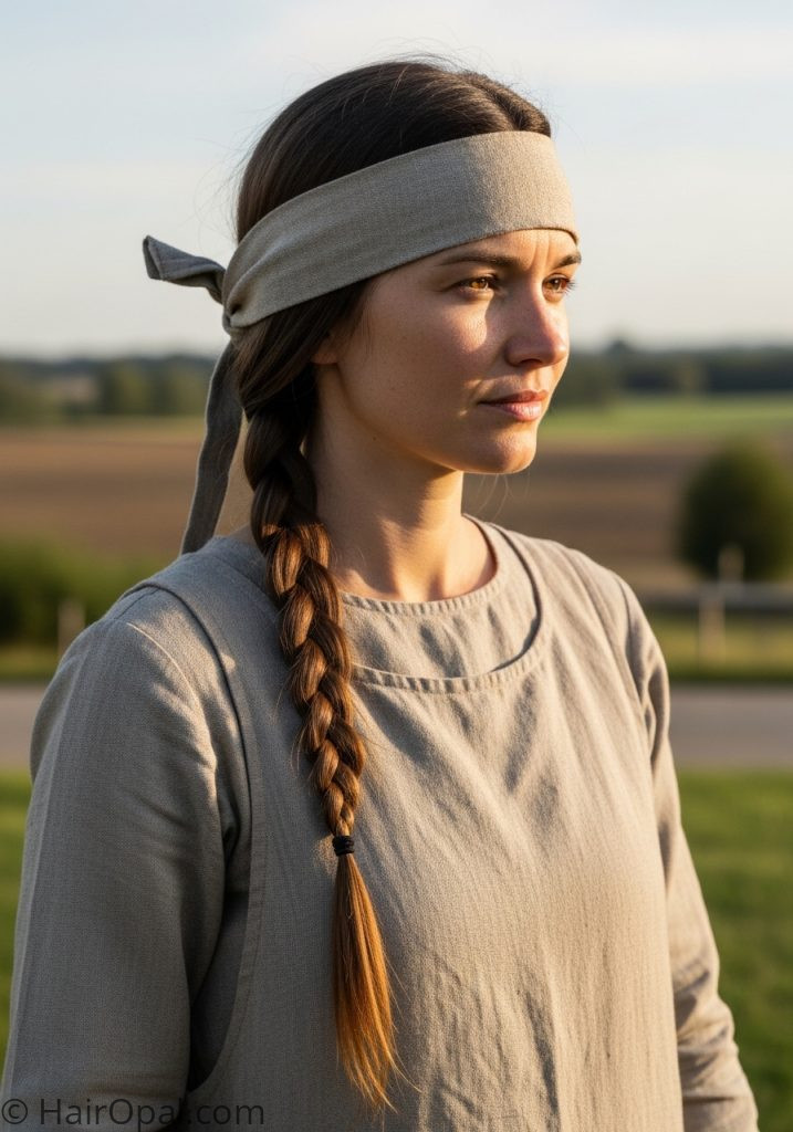 Woman with simple peasant braid historical hairstyles medieval easy women short hair