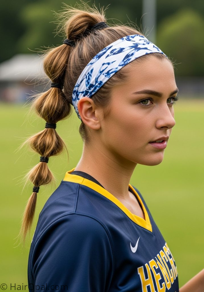 Young woman with bubble braid lacrosse hairstyles bubble braids easy for long hair