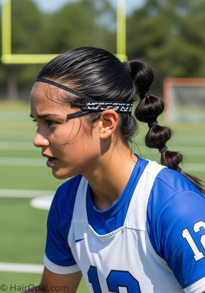 Young woman with low bubble braid ponytail lacrosse hairstyles bubble braids low pony