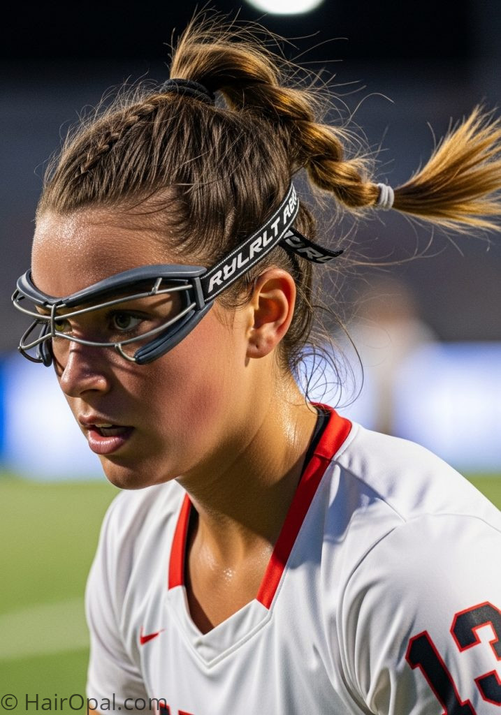 Young woman with high ponytail braid wrap lacrosse hairstyles braids easy tutorial for long hair