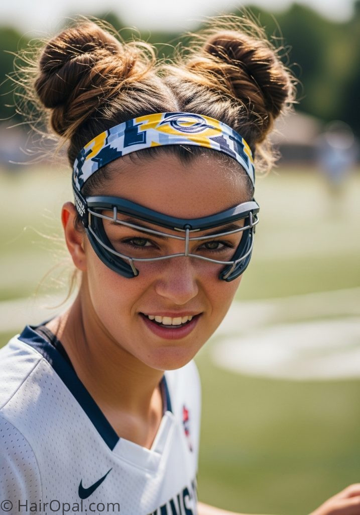 Young woman with space buns headband lacrosse hairstyles easy no braids
