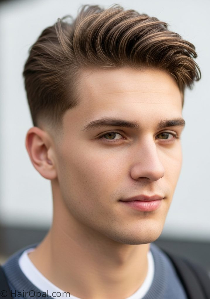 Young man with textured medium cut oval face oval face haircuts boys hairstyles medium