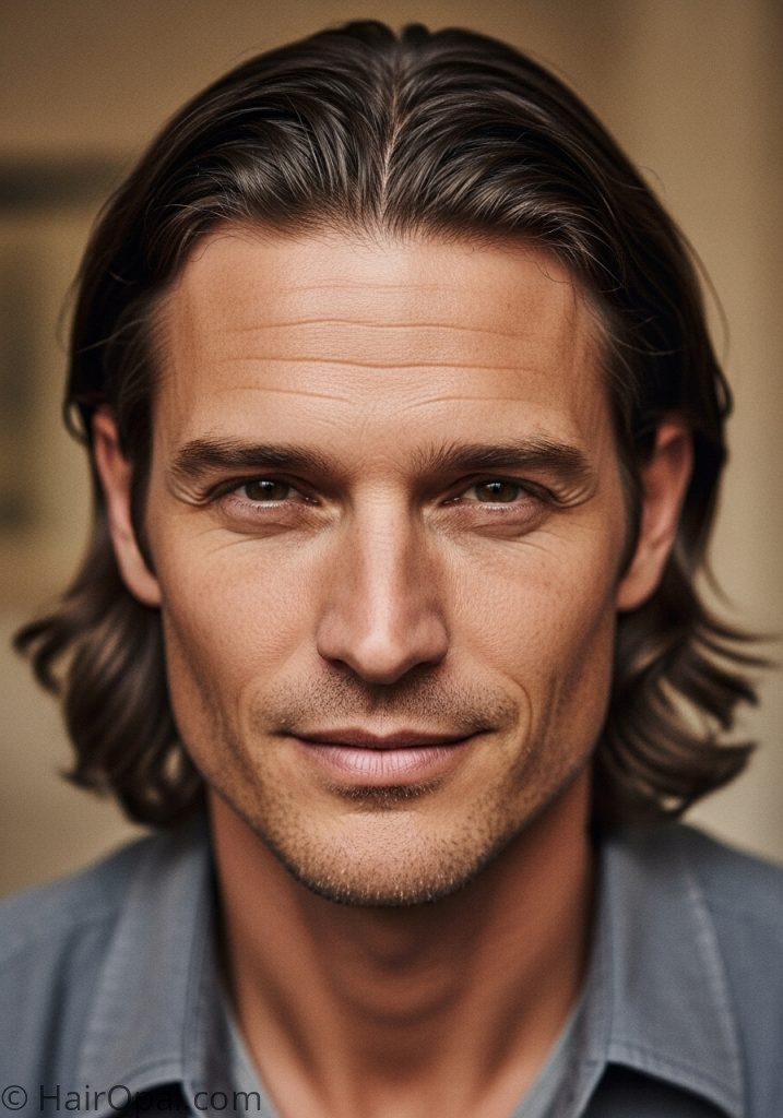 Man with center part medium hair oval face medium haircuts for oval face shape men oval face haircuts men hairstyles medium