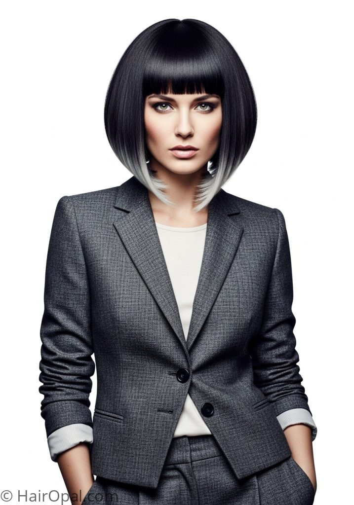 Woman with A-line bob thick hair medium haircuts for thick hair straight shoulder length women