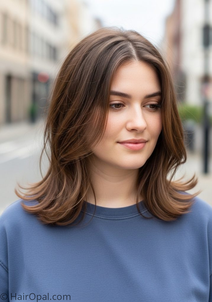 Woman with low maintenance thick hair cut medium length low maintenance haircuts for thick hair