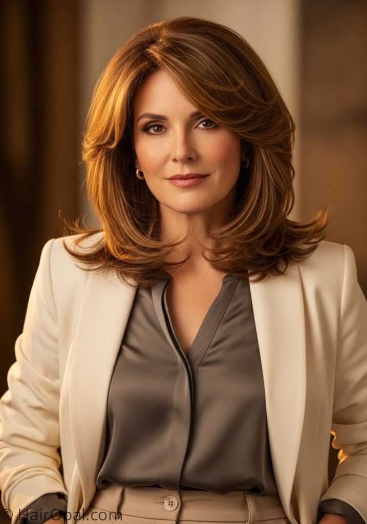 Mature woman with layered thick hair medium haircuts for thick hair over 50 women