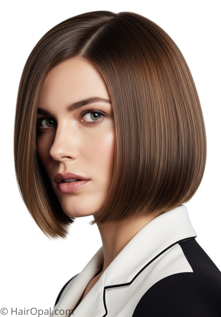 Woman with blunt bob internal layers medium length bob haircuts for women over 60 straight