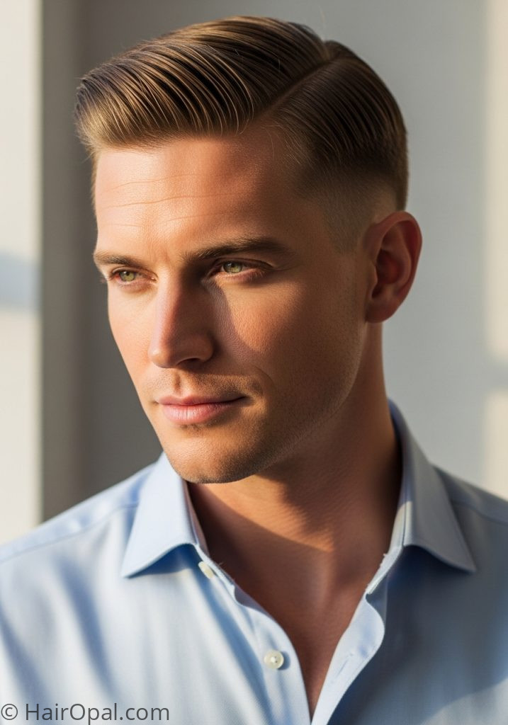 Man with classic side part mens hair styles medium professional