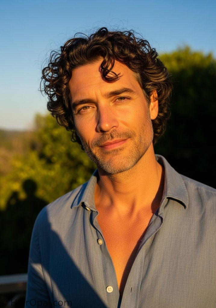 Man with natural curly hair mens hair styles curly medium