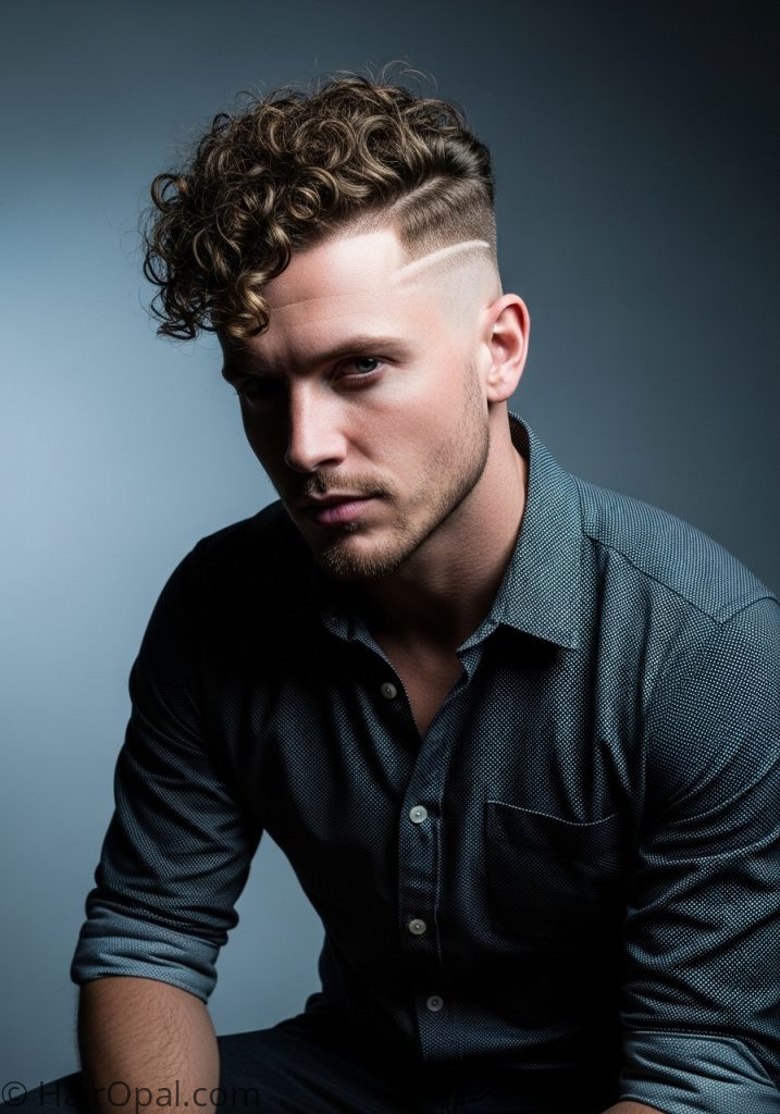 Man with disconnected undercut curly top mens hair styles curly medium 2026