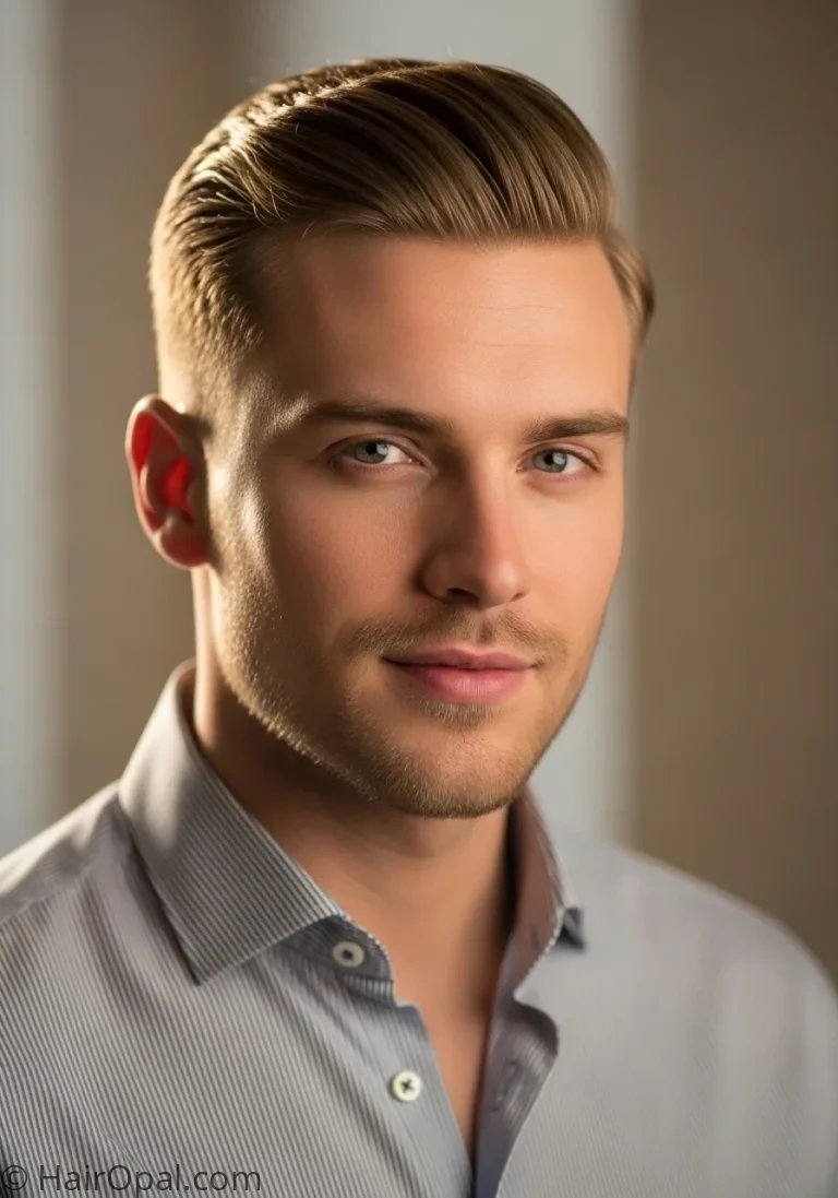 mens hair styles man with side part taper fade clean professional look