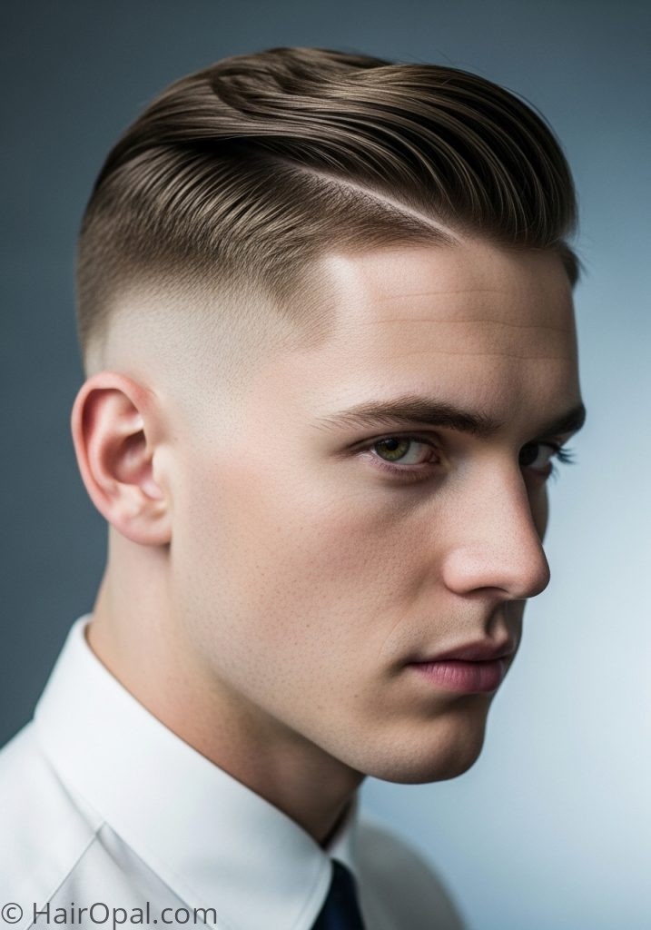 Man with hard part side part mens hair styles medium professional short
