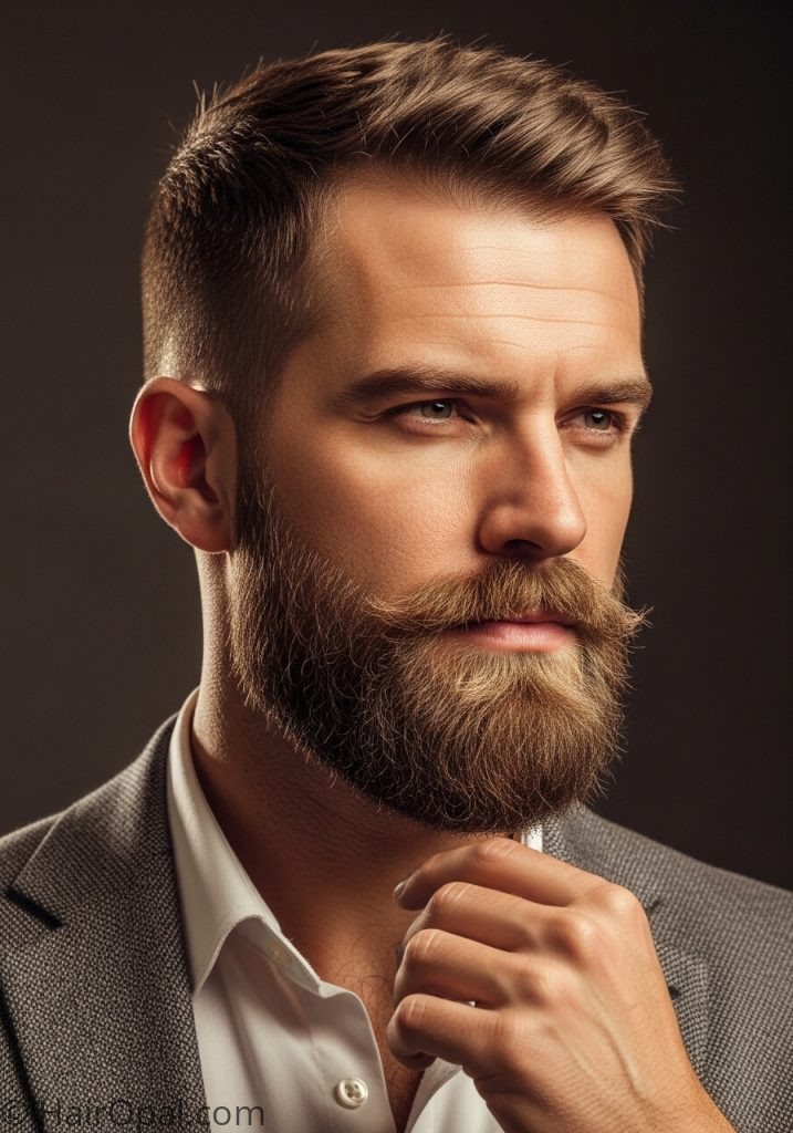 Man with short hair and beard mens hair styles with beard 2026