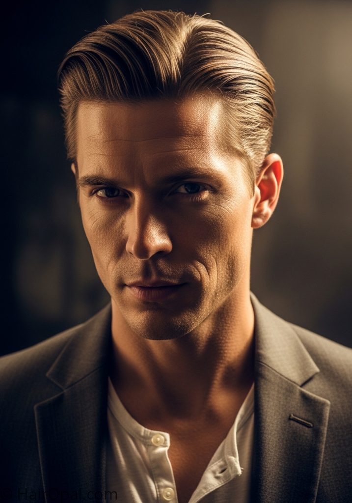  Man with slick back mens hair styles medium length professional