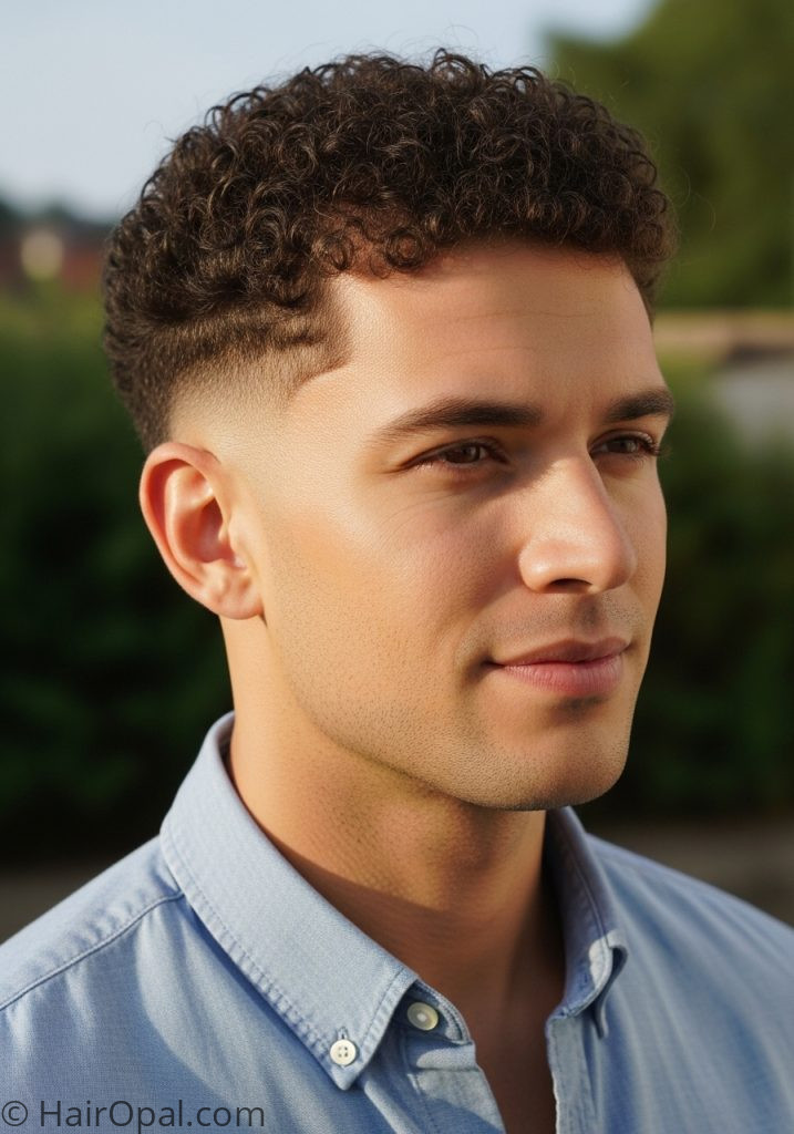 Man with short natural curly hair no fade mens short hairstyles curly no fade