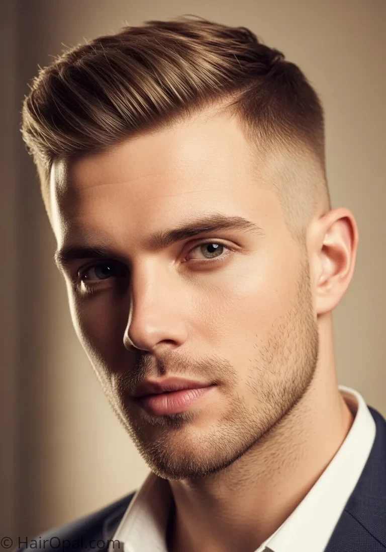 Man with textured crop fade haircut with text 16 men's short hairstyles