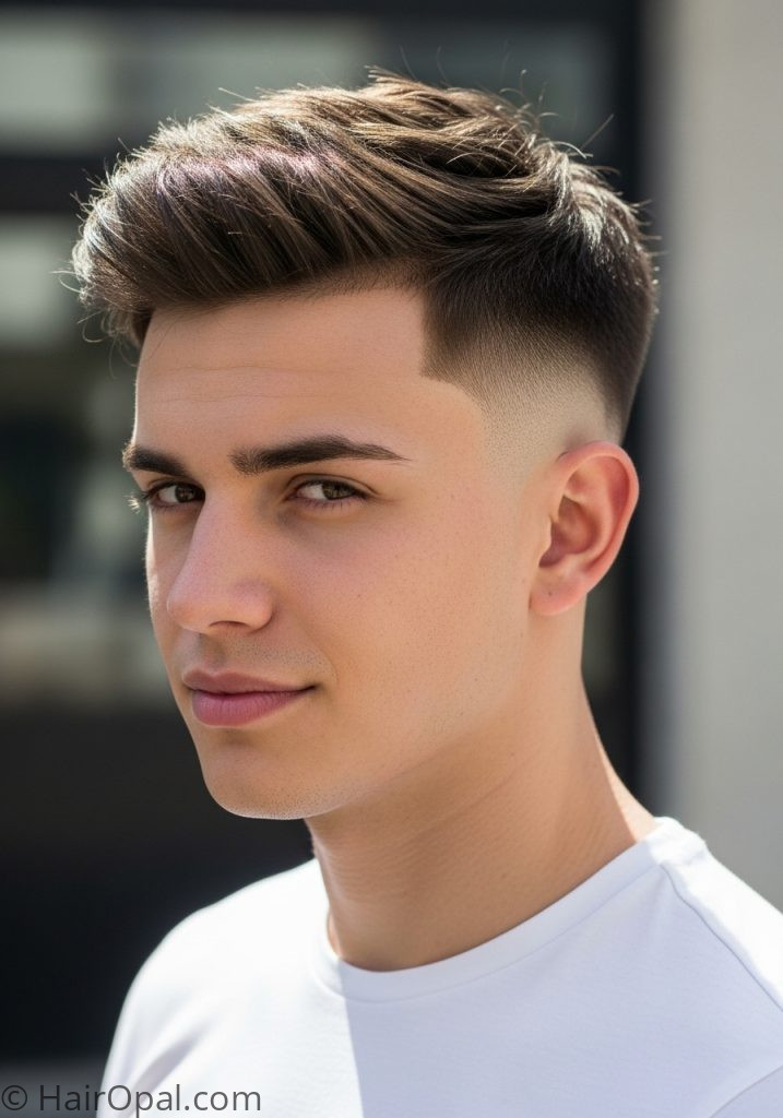 Man with textured crop skin fade mens short hairstyles fade 2026