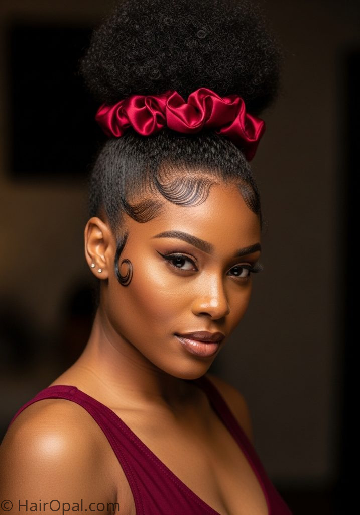 Black woman with high natural puff natural hairstyles for black women bun easy