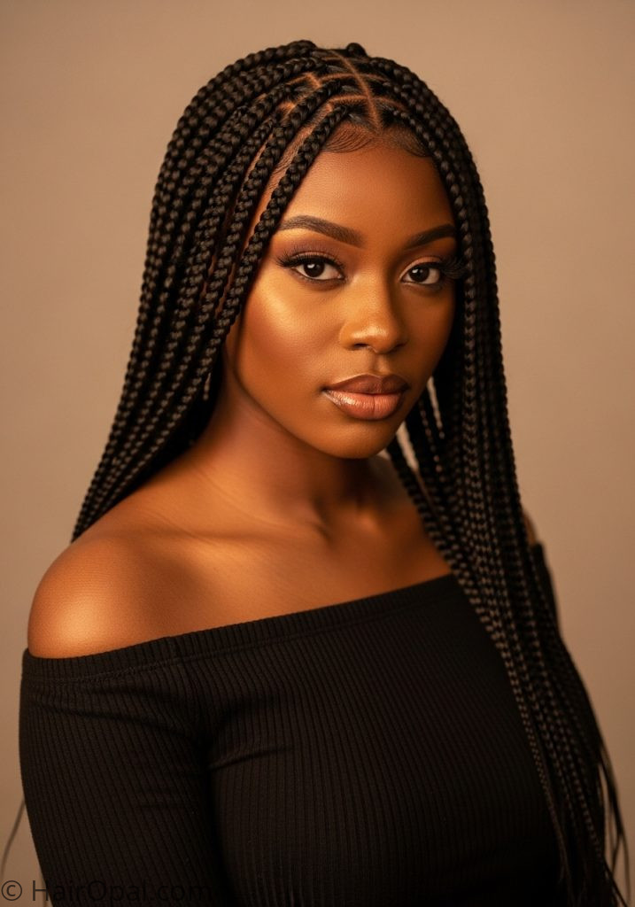 Black woman with knotless braids natural hairstyles for black women braid 2026