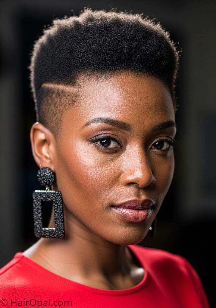 Black woman with TWA big chop natural hairstyles for black women short