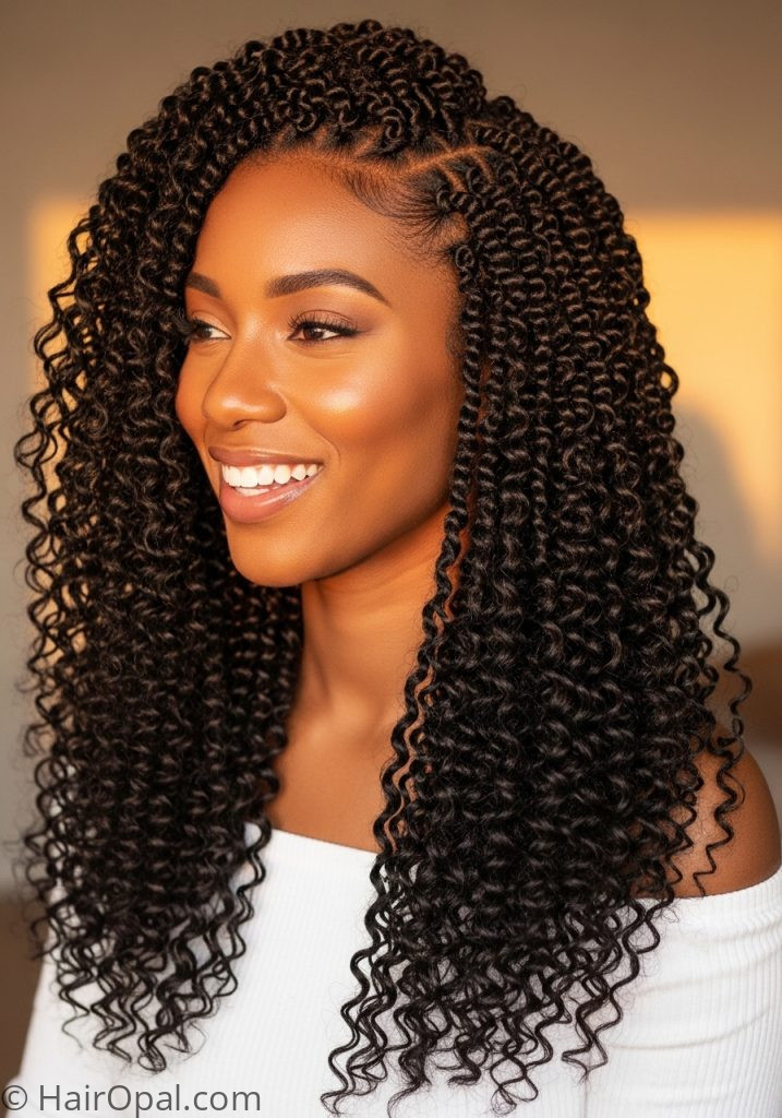 Black woman with twist out natural hairstyles for black women curly long