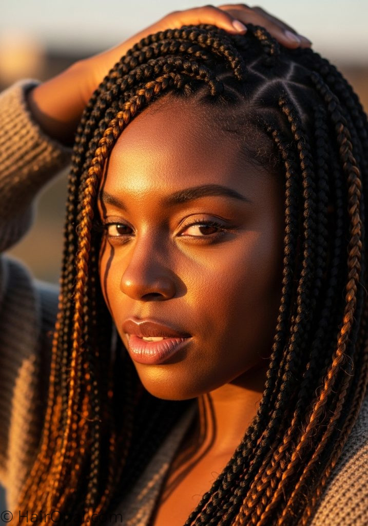 Black woman with peekaboo highlights braids peekaboo hairstyles for black women braids natural hair