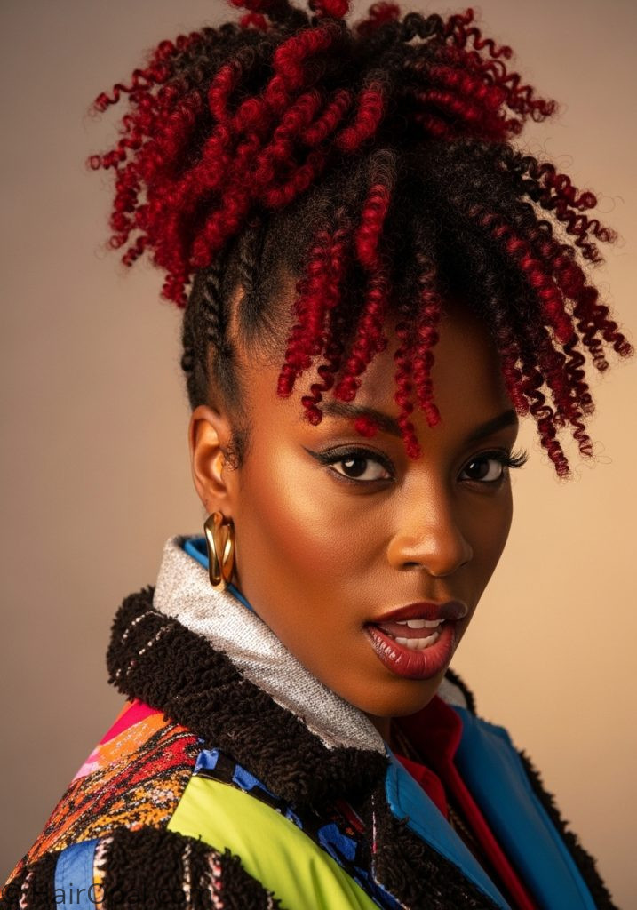 Black woman with red black peekaboo natural hair peekaboo hairstyles red natural hair for black women