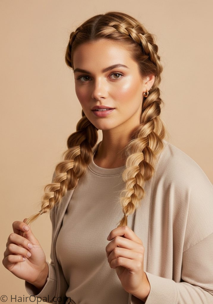 Woman with everyday soft Rumi hairstyle dragon braid tutorial easy