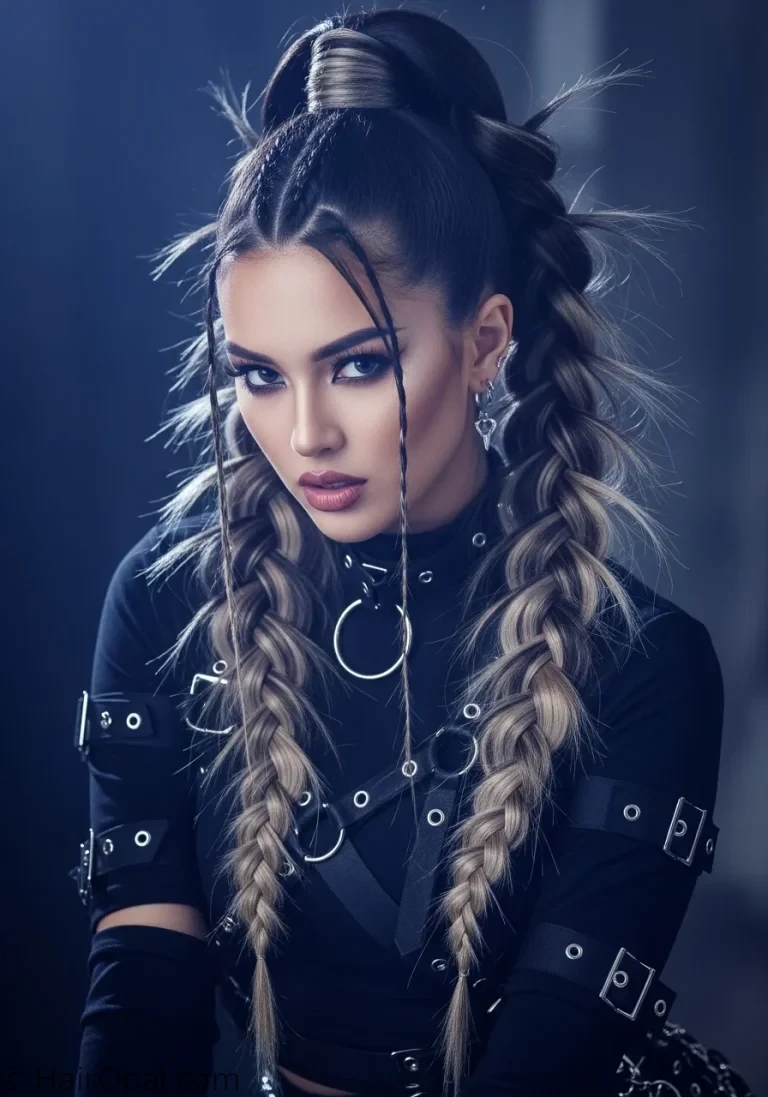 rumi hairstyle woman with pull-through dragon braid KPop Demon Hunters long voluminous