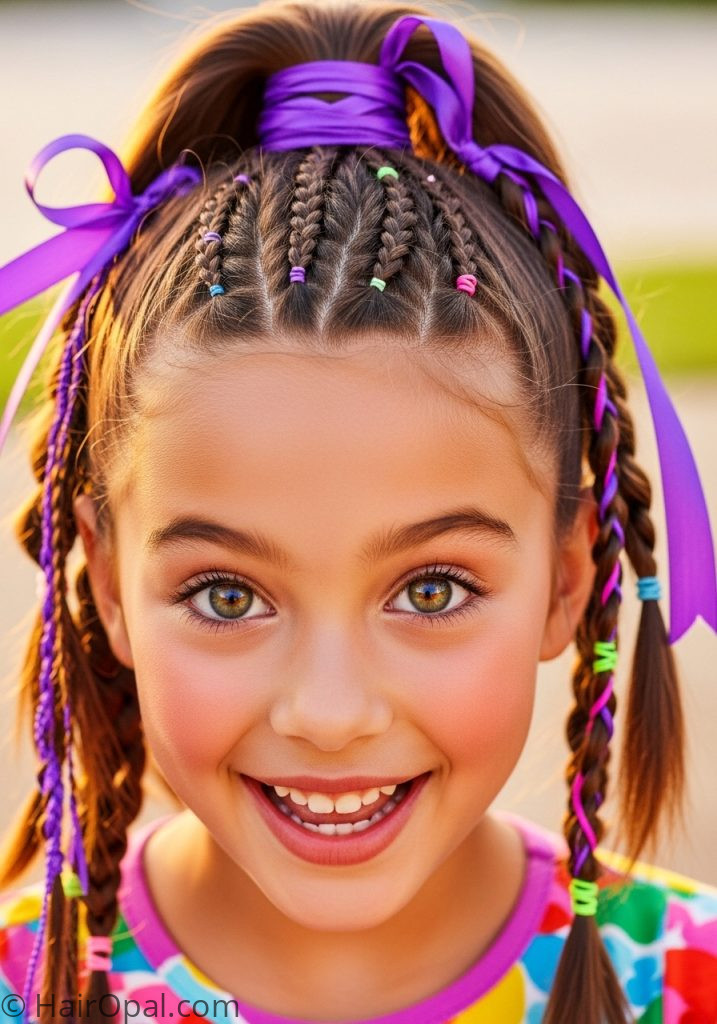 Young girl with Rumi braid hairstyle for kids KPop Demon Hunters easy
