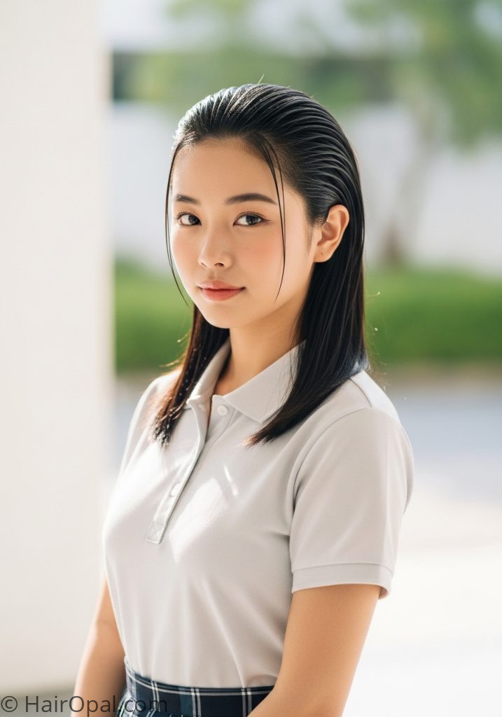 Young woman with slick back ponytail slick back hairstyles for school easy